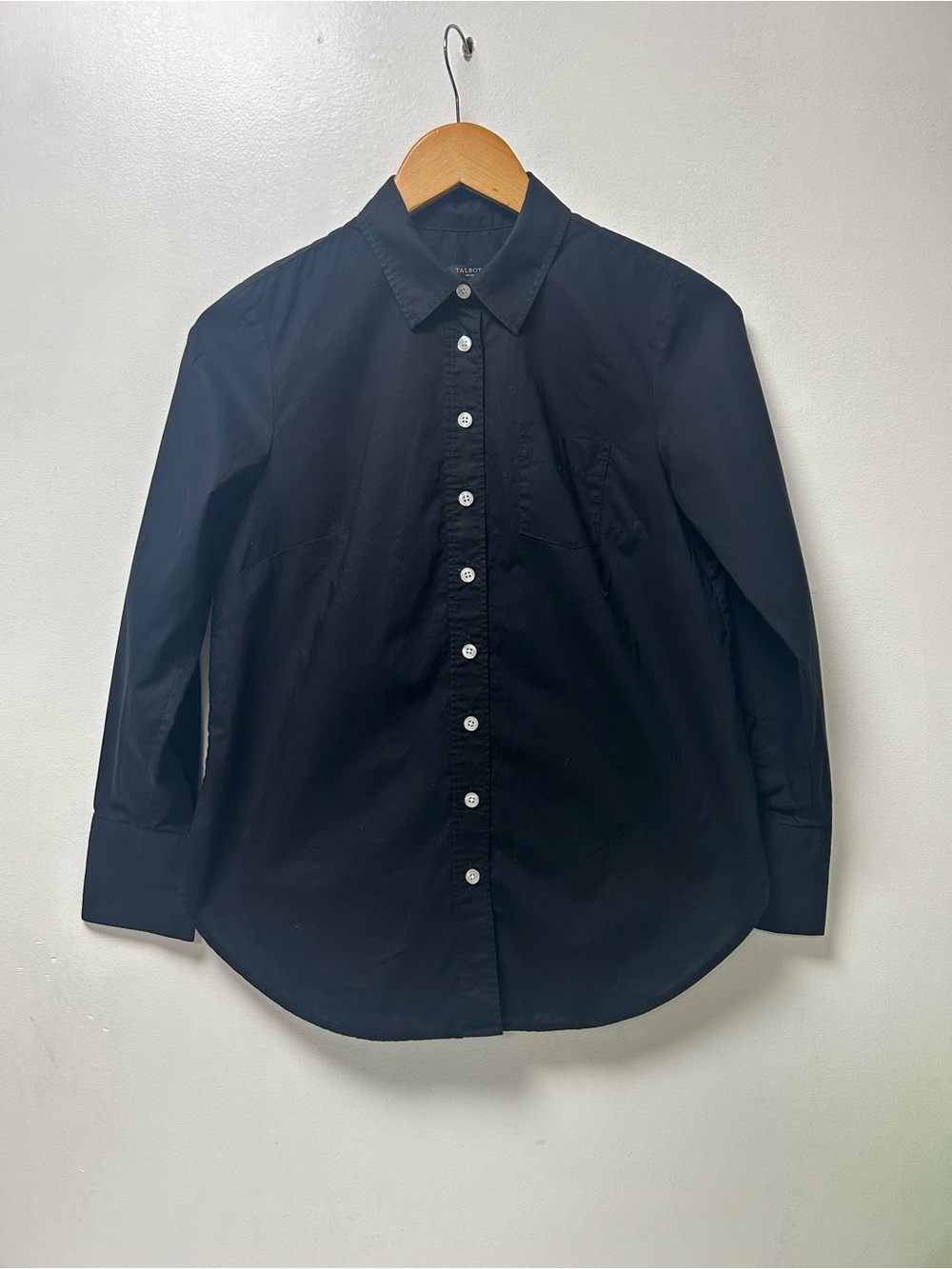Talbots Black 100% Cotton Button‎ Front Shirt Petite P Fits Small Classic Top